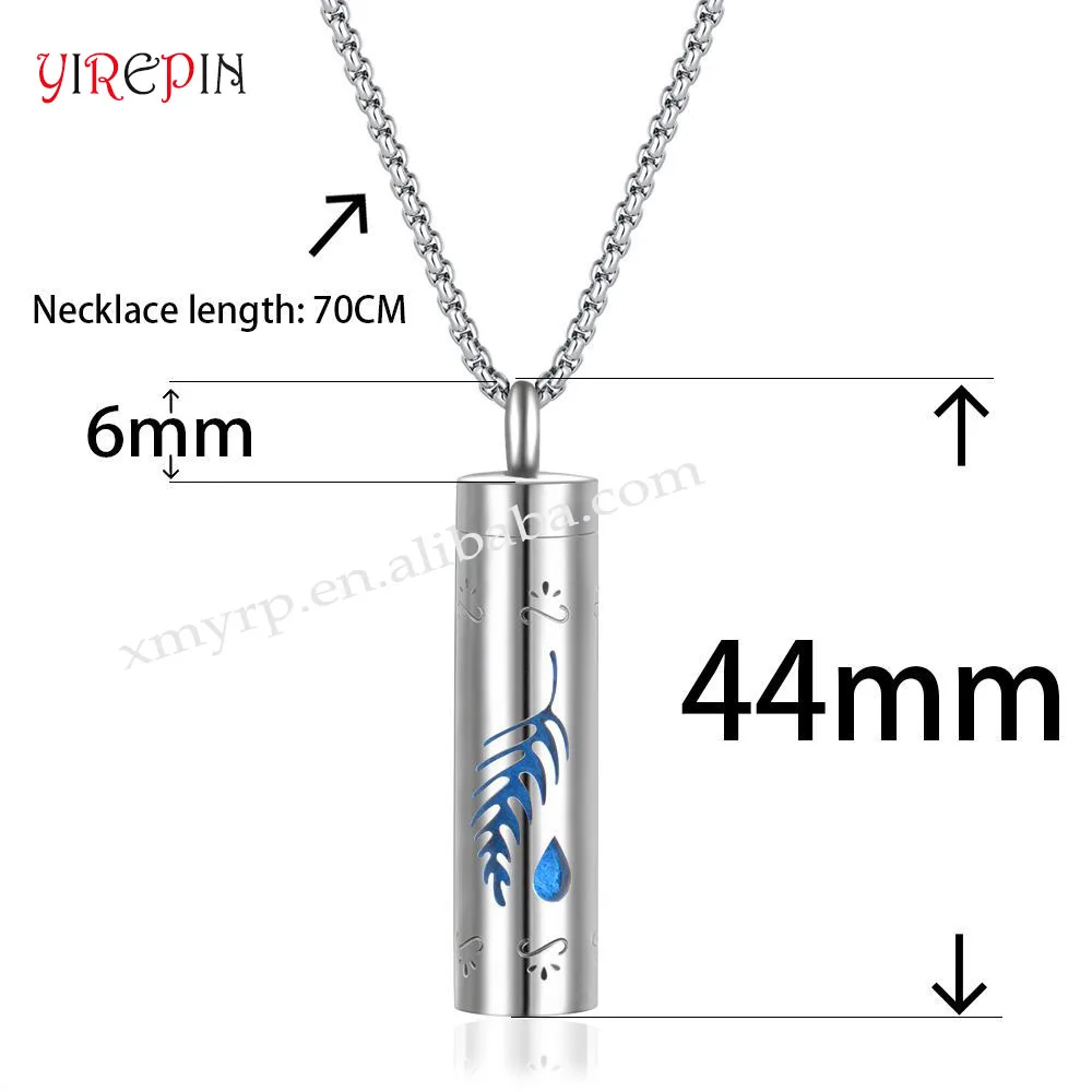 Stainless Steel Hollow Cylinder Couple Necklace Gift Jewelry Aromatherapy Perfume Essential Oil Diffuser Bottle Necklace