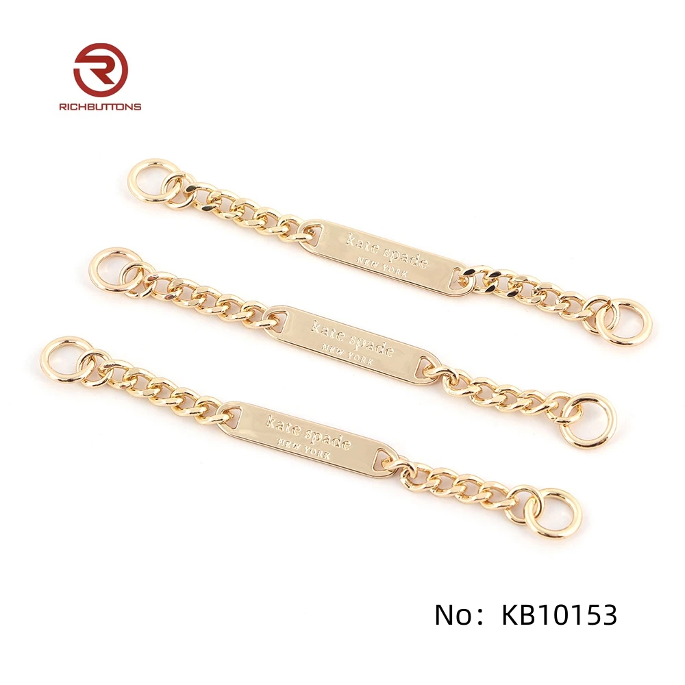 Factory Vintage Decoration Clothing Collar Round Labels Logo Custom Metal Tags with Chain