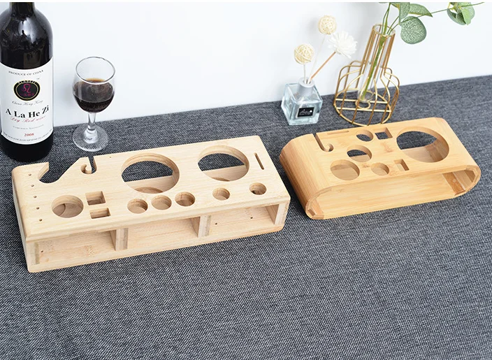 Custom natural wooden bamboo stand Bamboo Bartender Kit Stand