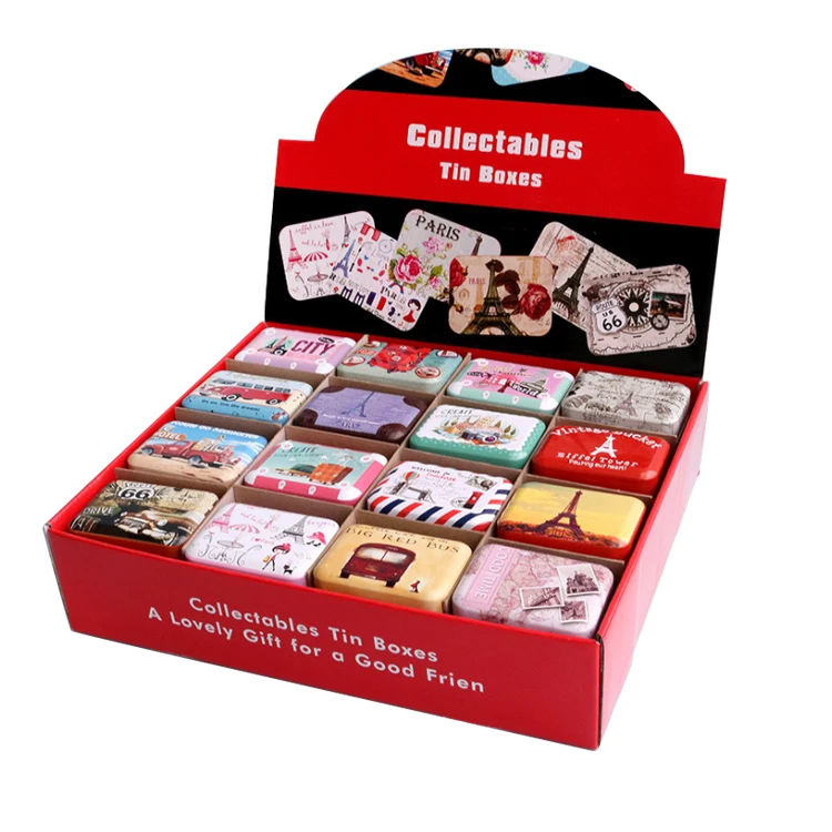 Custom Mini Traveling Shape Tin Box With Handle For Christmas Gift