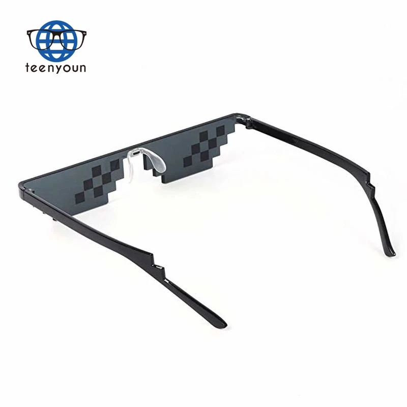 Teenyoun Sunglasses Funny Glasses Pixel Unisex Black Mosaic Outdoor Eyewear