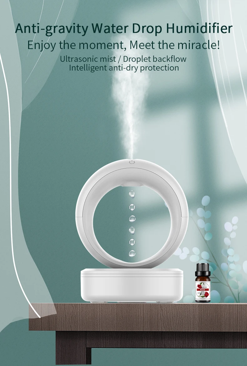 Home appliances table led lamp 680ml aromatherapy ultrasonic essential oil diffuser cool mist levitating anti gravity humidifier