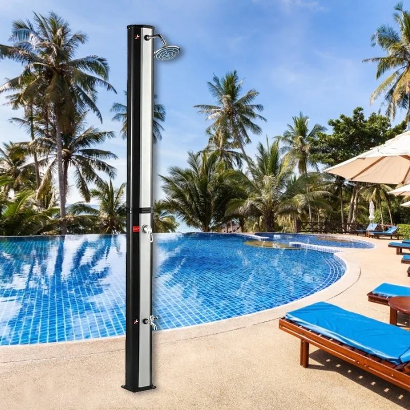 2024 60L PVC octagonal Silver  outdoor garden tools solar shower column swimming pool shower panel seaside tools Bathroom