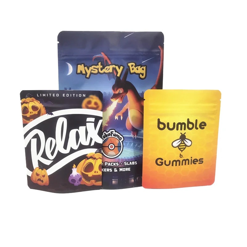 Custom Design Reusable Freeze-Dried Candy Aluminum Foil Doy Pouches Ziplock Stand-Up Mylar Bags Screen Printing Food Packaging