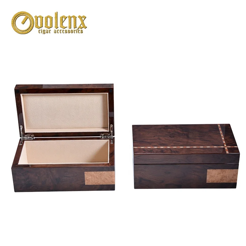 Wood parquet black walnut handmade high gloss rectangular wooden box