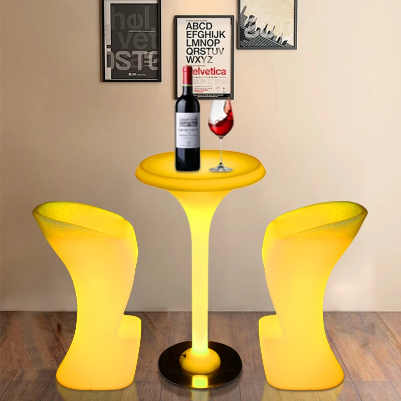 Outdoor waterproof Beautiful PE Plastic bar furniture LED Glowing Counter Stool LED bar stool