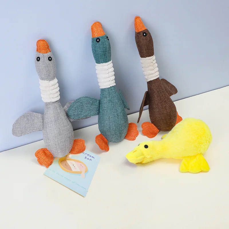 High Quality Pet Dog Chew Toys Cute Stuffed Duck Durable Interactive Plush Pet Dog Squeaky Toys