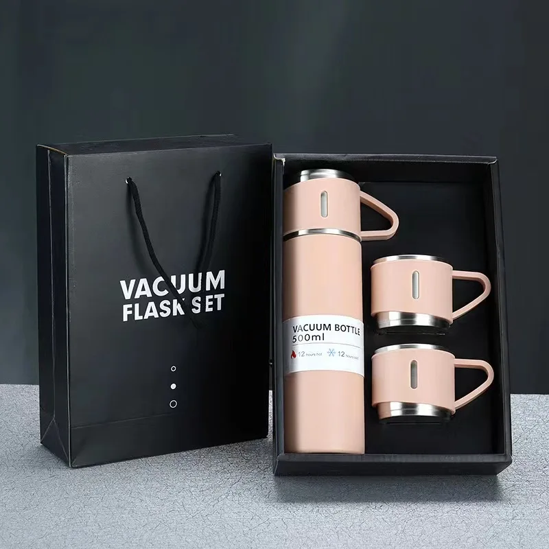 Business custom 500ml leakproof stainless steel insulated thermos vacuum flask gift set cup double wall tea water bottle