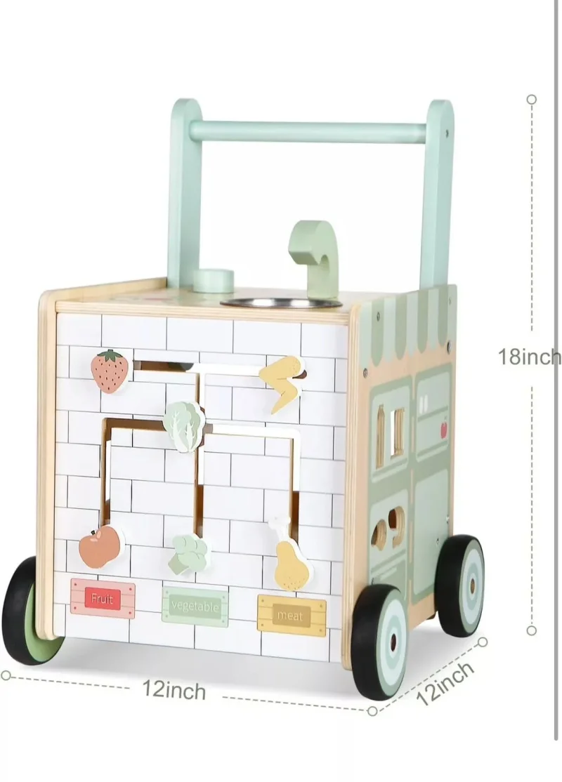 2024 New Design 6-in-1 Wooden Baby Stroller with Play Kitchen for Kids Baby Walker with Play Kitchen for Children