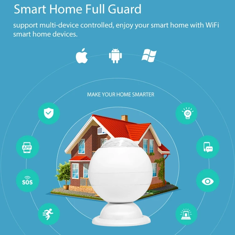360 degrees tuya wifi PIR motion sensor Alert Sensor app remote control home security sensor Private designed