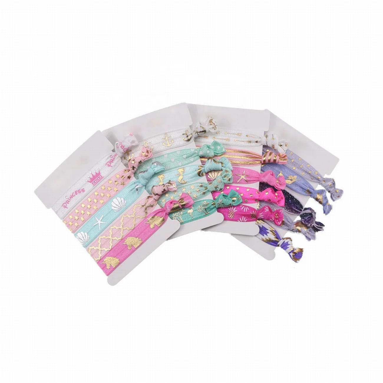 Women Knotted Elastic Hair Rope Ponytail Holder Bracelets Hair Ties Wholesale 5PCS/Set
