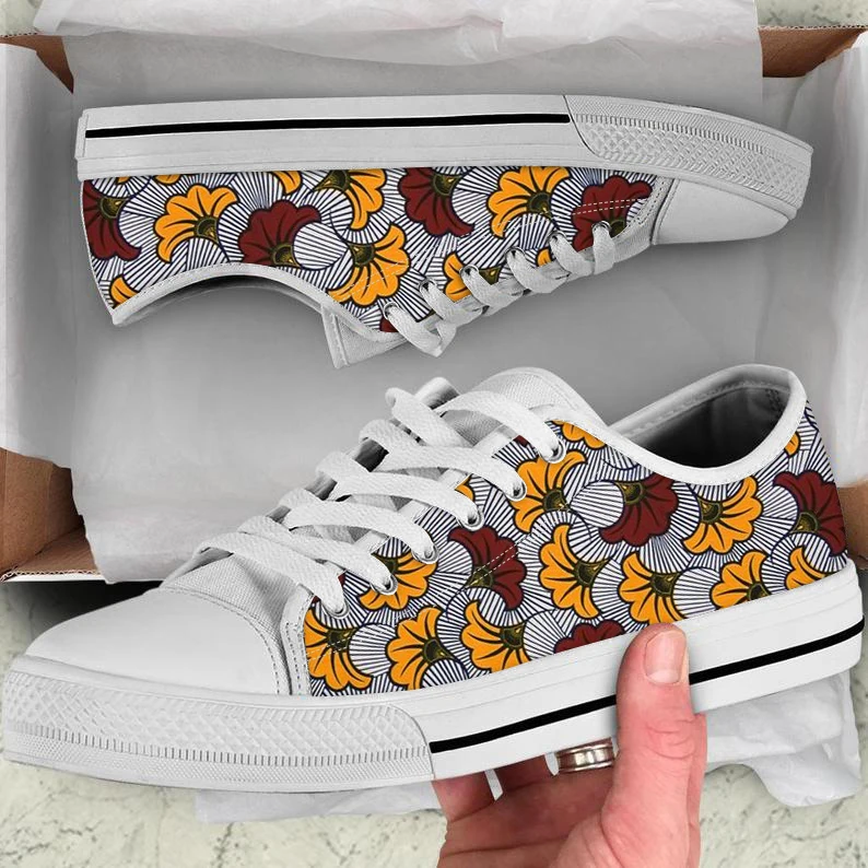 
Custom Your Own Design Red African Tribal Flower Floral Pattern Women Low Top Canvas Shoes Casual Lace Up Sneakers Leisure Shoes 