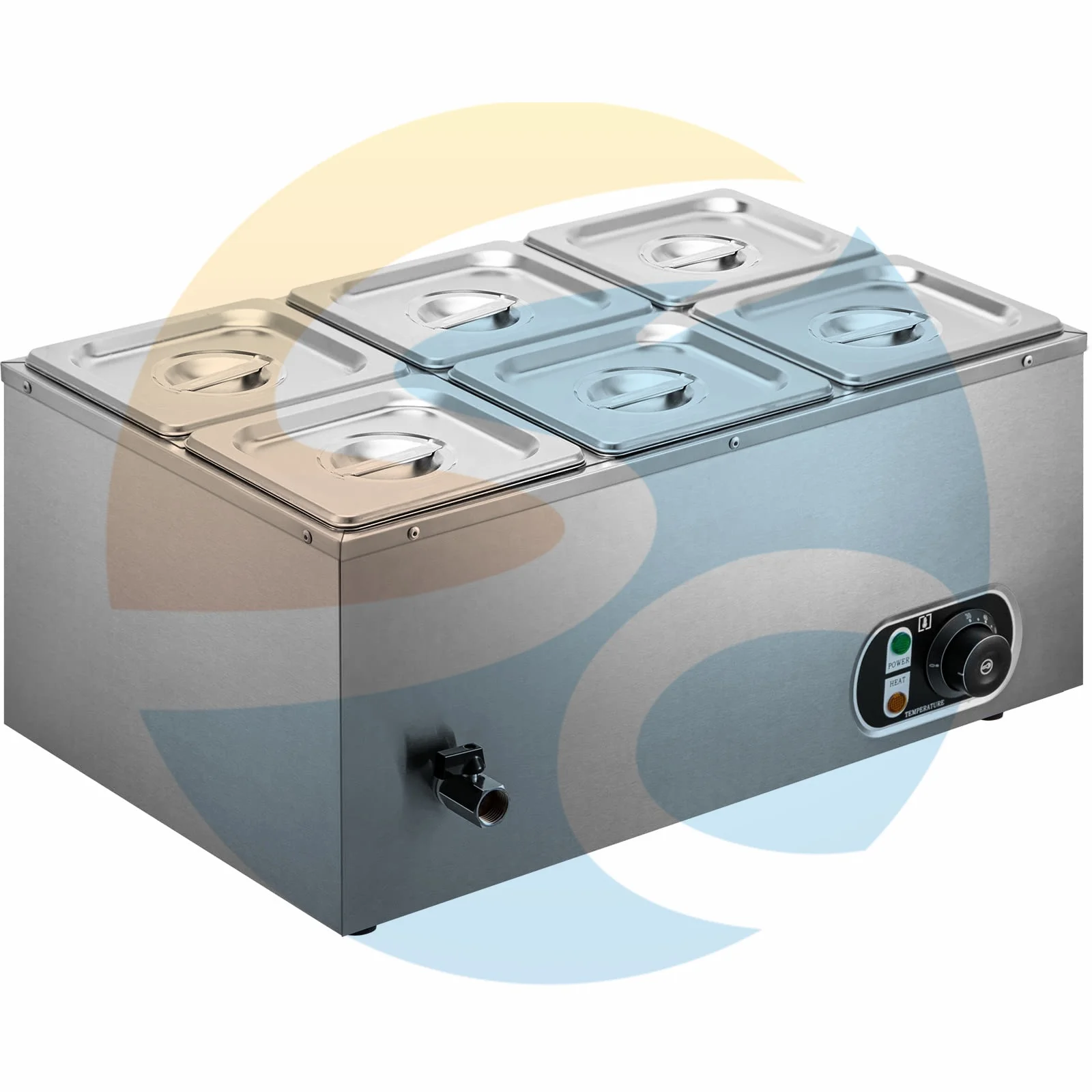 Tabletop Stainless Steel Container Temperature Control 6 Tanks Commercial Bain Marie Food Warmer Electric Food Soup Warmer Stove