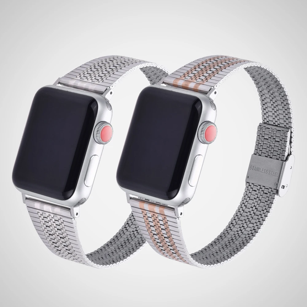 JUELONG Stainless Steel Watch Metal Bracelet Adjustable Slim Strap With Sliding Clasp For Apple Watch Band 38/40/41/42/49mm