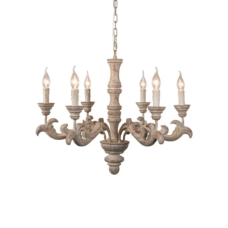 New design wood chandelier for living room modern style 6-lights pendant light for kitchen room