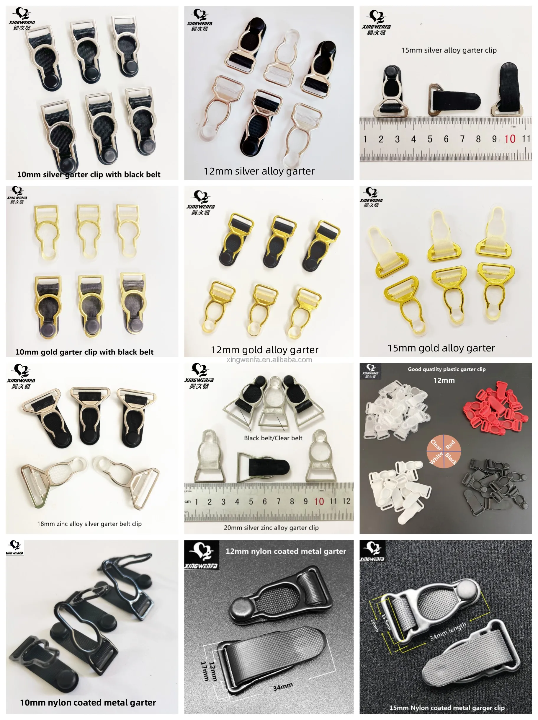 Garment accessories 10mm 12m 15mm Metal suspender garter hook belt clips