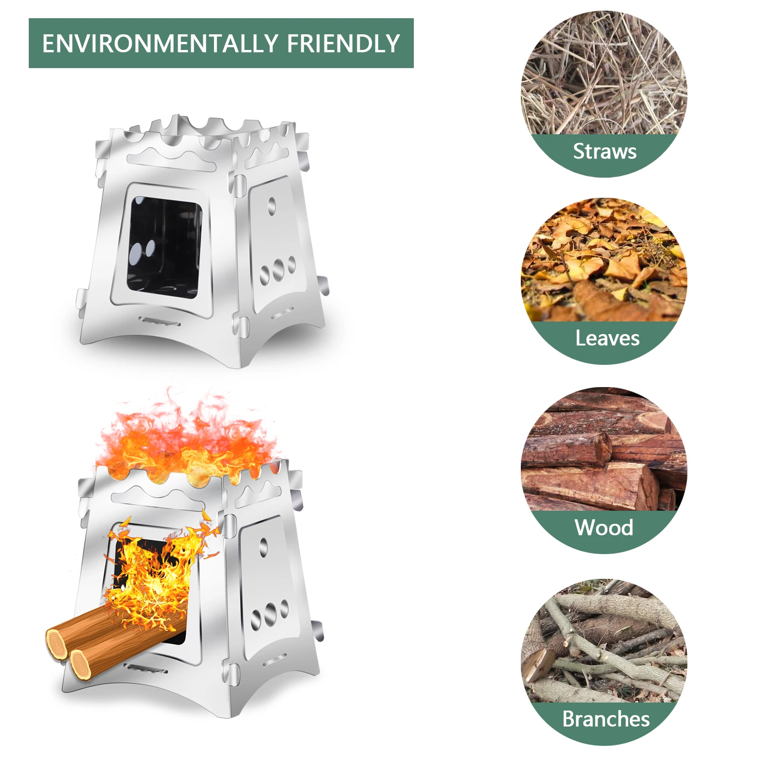 Outdoor Mini Stove Survival Tactical Camping Stove Portable Stainless Steel Folding Camping Stove