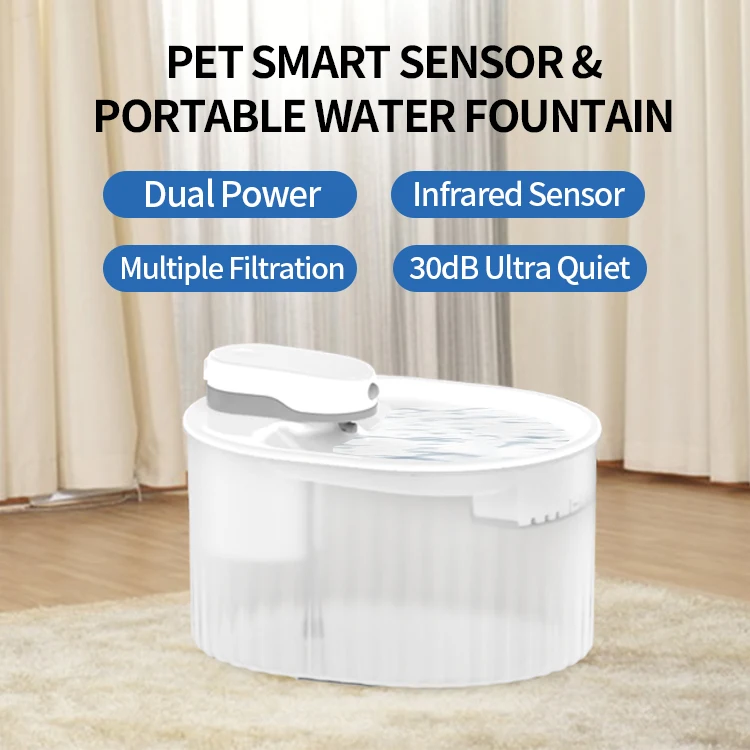 2.5L Capacity 4000mAh Battery Two Feeding Modes Low Water Protection Automatic Cat Dog Water Dispenser