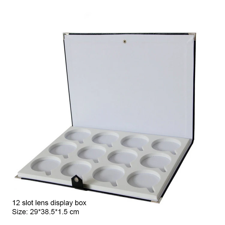 Wholesale PU Leather 12/24 Slot Display Boxes For Glasses Lenses New EVA Lined Sunglasses Lens Storage Box