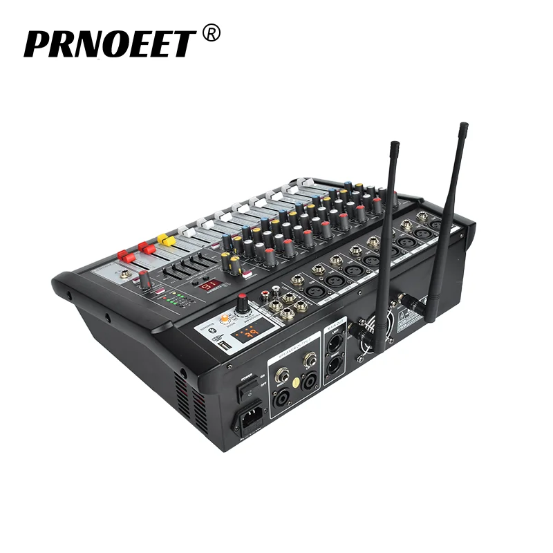 PRNOEET KW-690 audio sound system 8CH dj mixer professional stage pro audio mixer with 2 mic