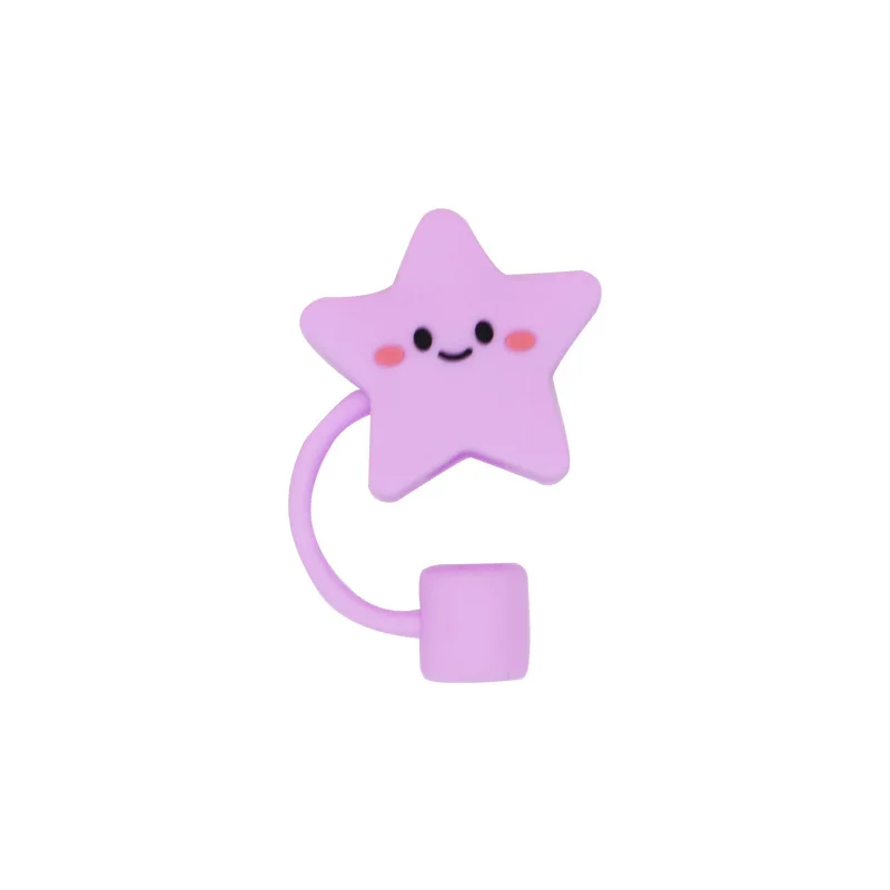 Wholesale of new silicone soft adhesive large diameter 10mm straw hat cartoon doll PVC dust plug straw protection sleeve