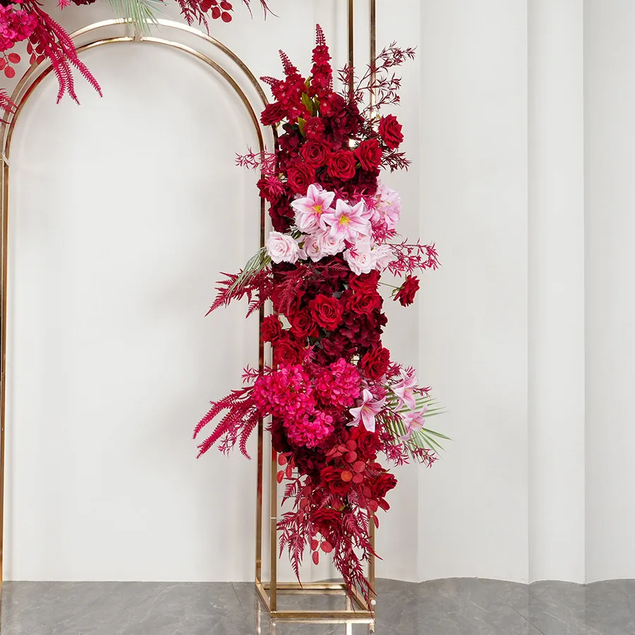 Fall Wedding Corner Arch Flowers Centerpieces Silk Red Rose Artificial Flower Balls