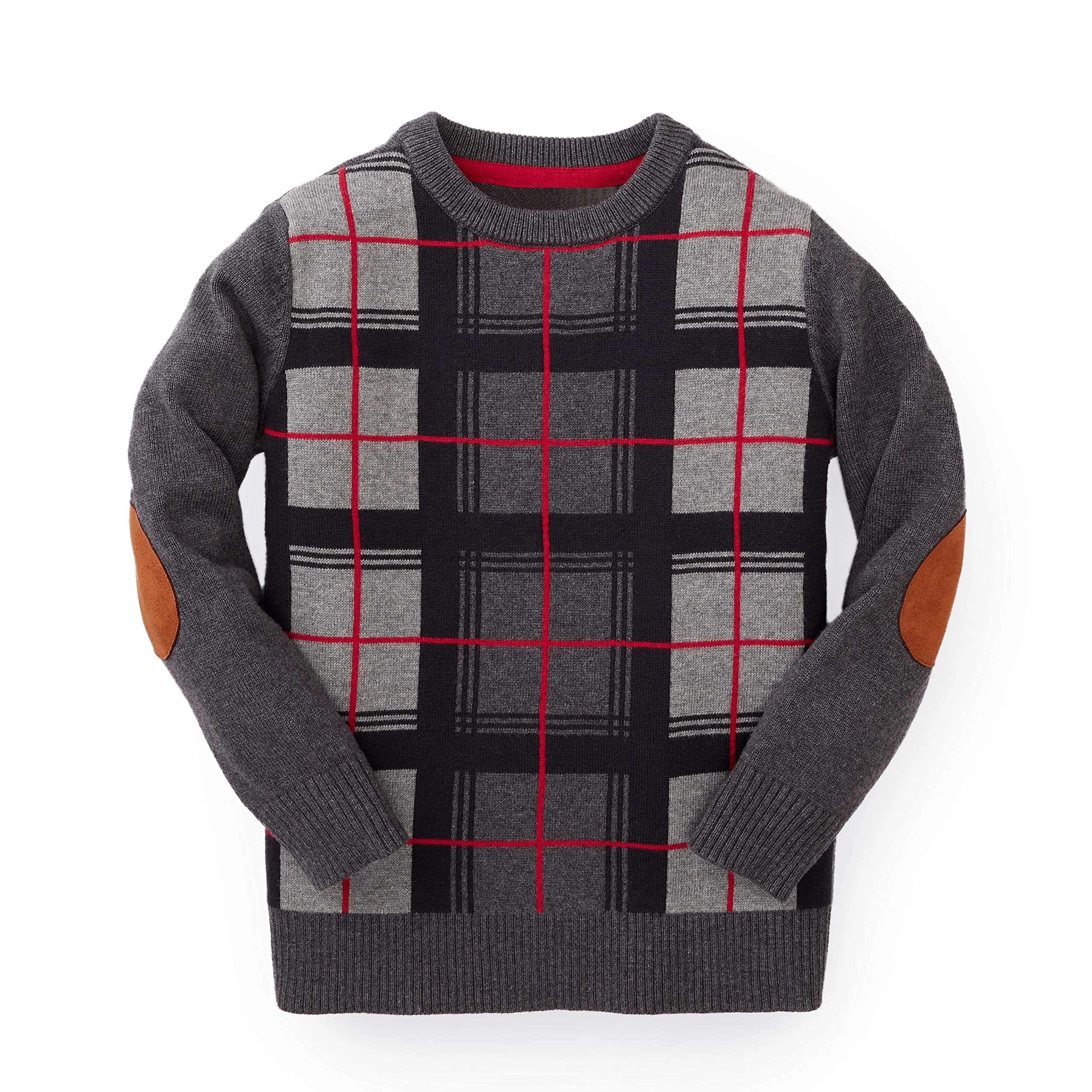 
100% Organic Cotton Vintage Plaid Pullover Knitted Toddler Sweater 