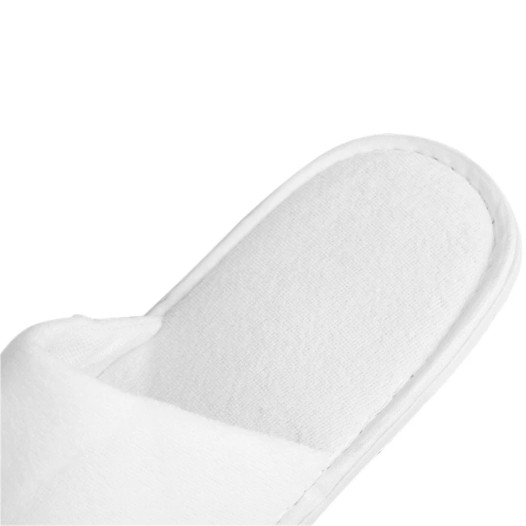 Eco-friendly Reusable White Custom Embroidery Logo Spa Boys and Girls Velour Slipper Hotel Kids Child Slippers