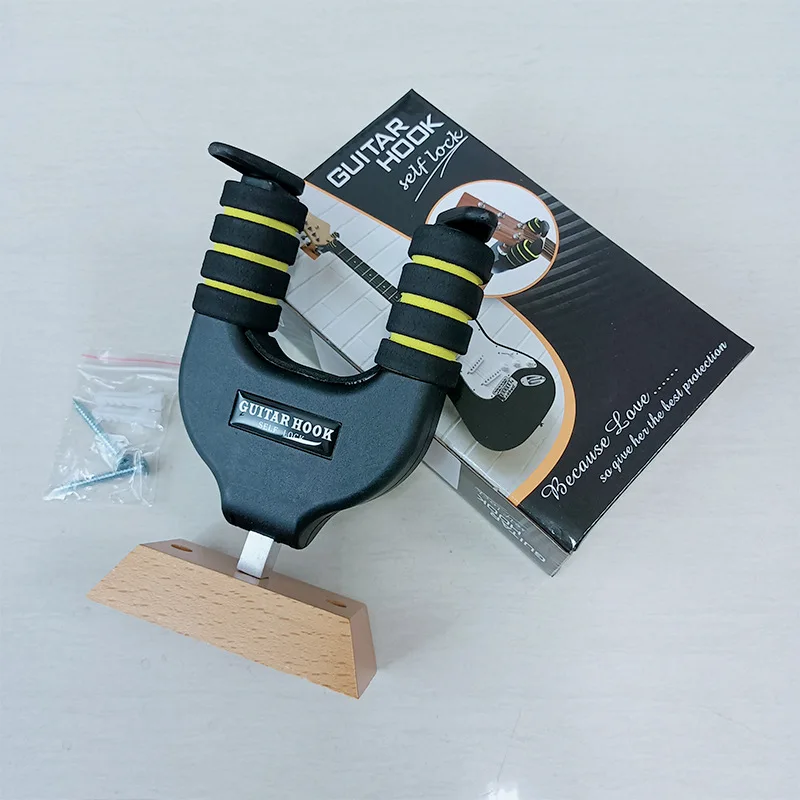 Wood Guitar Wall Mount Hanger Auto Lock and Adjustable Guitar Hook Holder For Electric and Classical Guitars