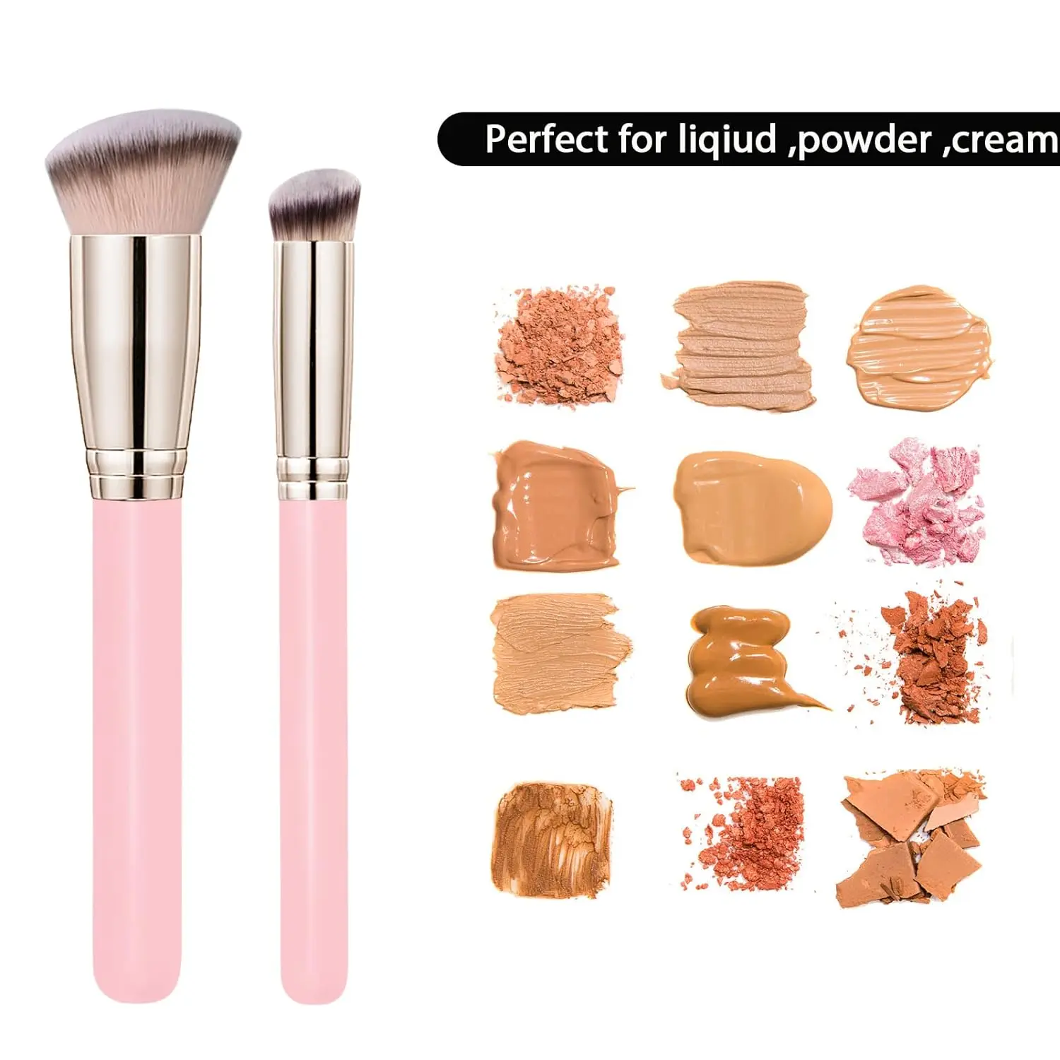 NATURE BROWN Foundation Brush Perfect for Any Look Premium Luxe Hair Contour Brush Perfect for Blending Liquid,Mineral Makeup