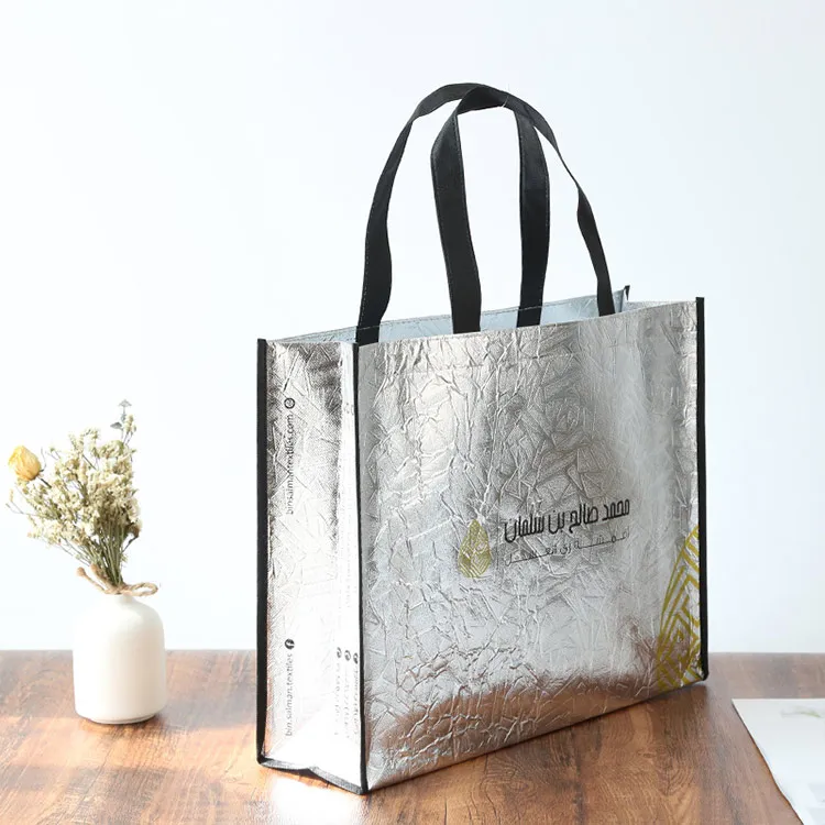 Silver Custom Bronzing Premium Non Woven Bag Fashion Shopping Bag Clothing Packaging premium tote bag
