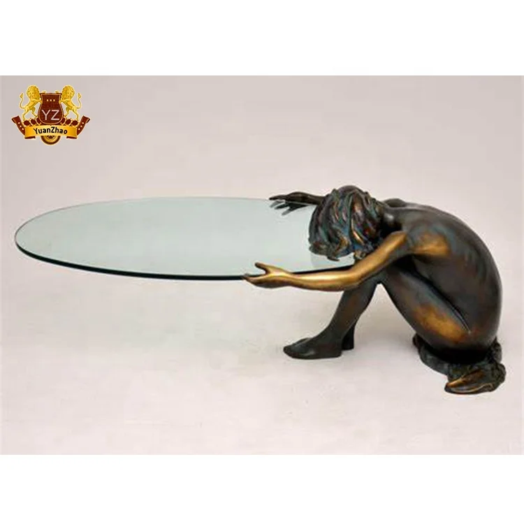 Markdown sale woman bronze sculpture coffee table sculpture bronze art cast coffee table for sale