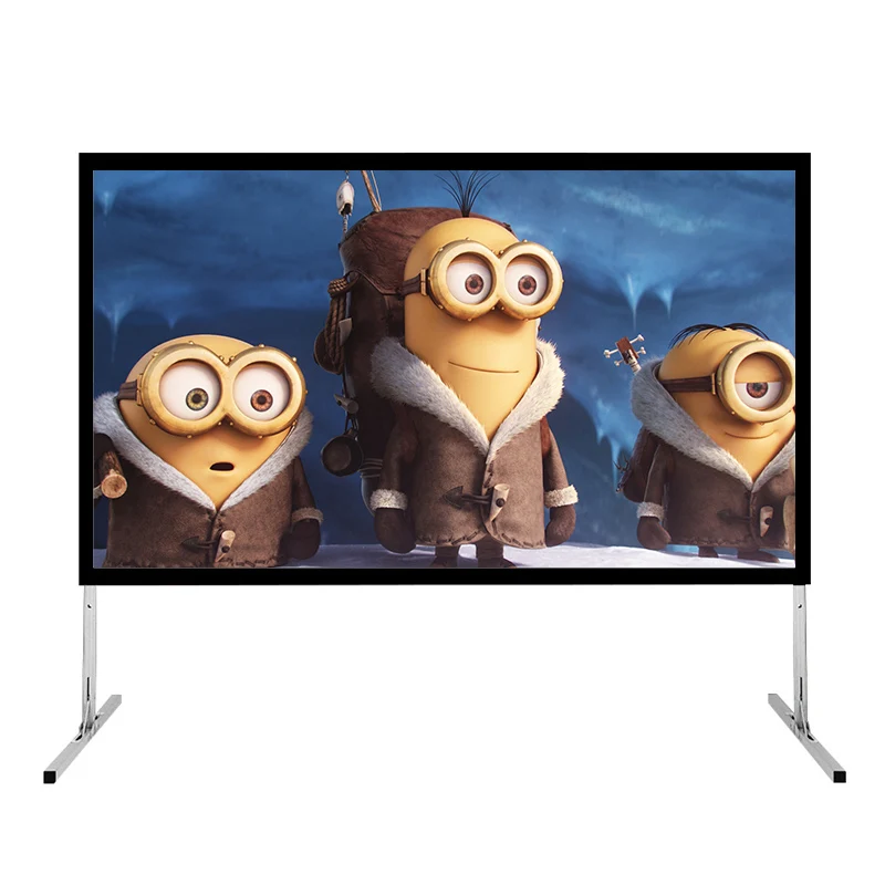 200inch Outdoor Portable Fast Fold Projector Screen 4K Home Theater Movie Front and Rear Material with Flight Case