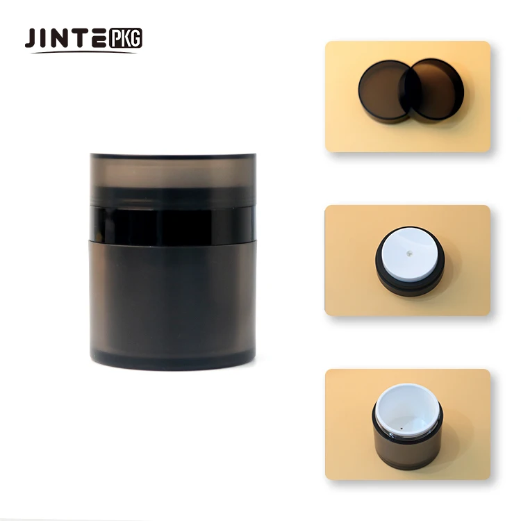 30ml 50ml Round Shape Luxury Custom Cosmetic Package Frosted Brown Acrylic Airless Pump Jar Airless Pump Face  Eye Cream Jar