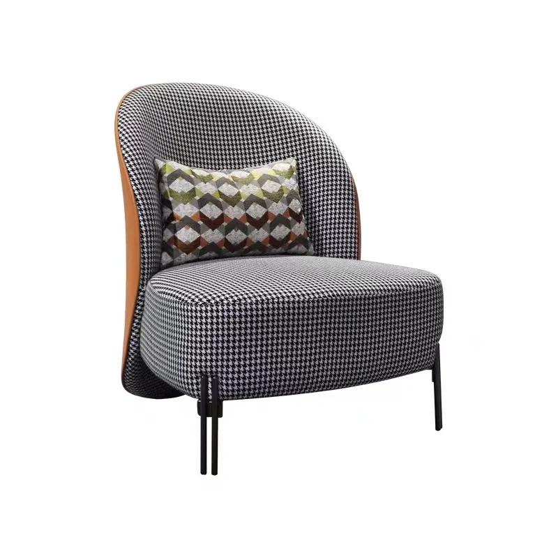 Modern Leisure Chair Living Room Leisure Chairs Designers Leather And Fabric Metal Armless Sofa Chair