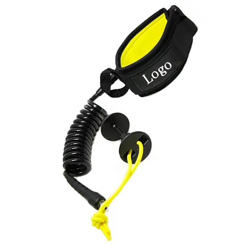 Hot Coiled Stand-up Colorful Cord Safety Sup Body Board Leash Rope TPU Connector Double Stainless Steel Swivel Surfing Accessory