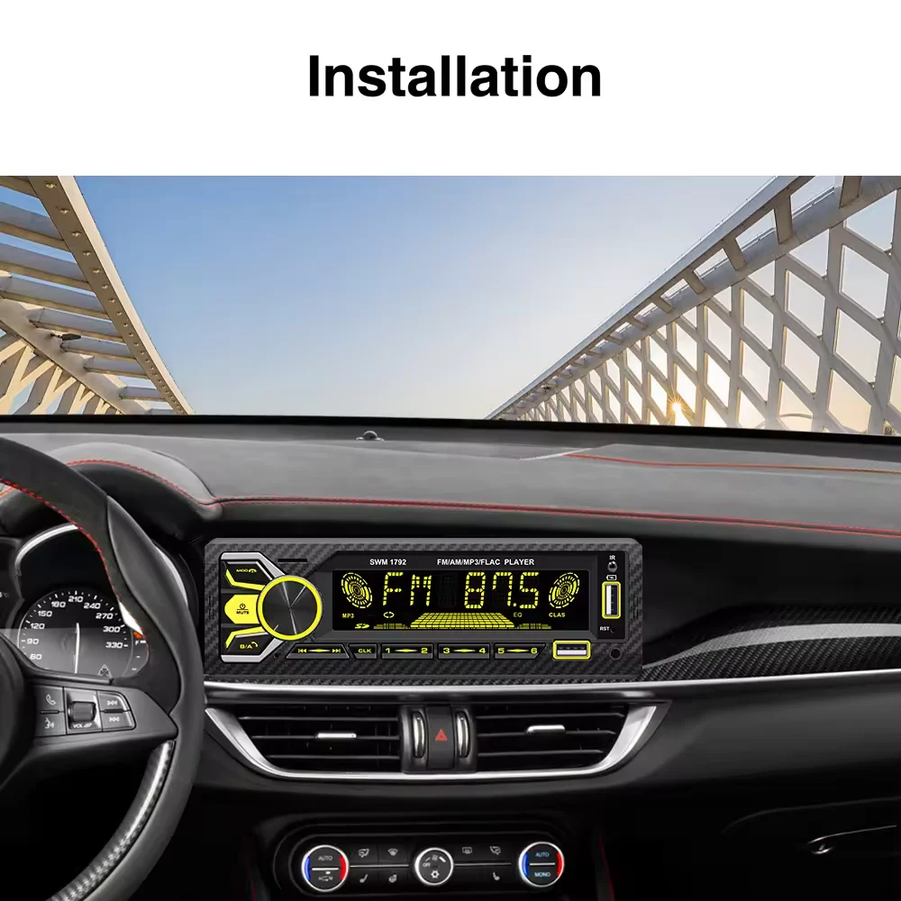 Model 1792 1 din with BT hands-free support phone charging with 2USB FM AUX car mp3 player find a car function car radio 1 din