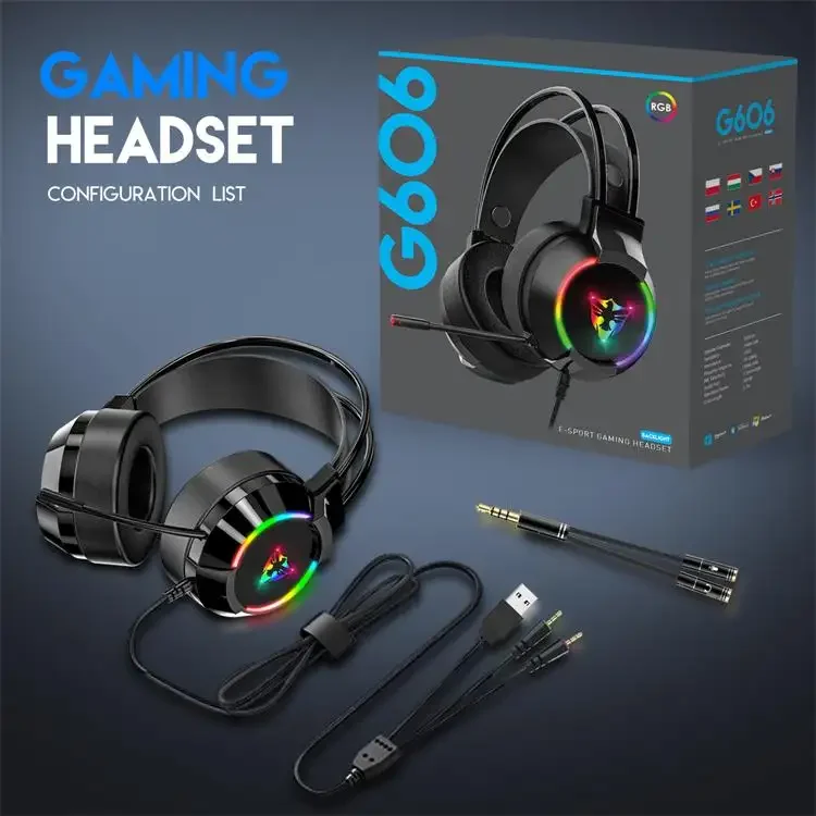 IDOL G606 Headphones 7.1 Surround Sound Gaming Headset Detachable Microphone Gaming Headset