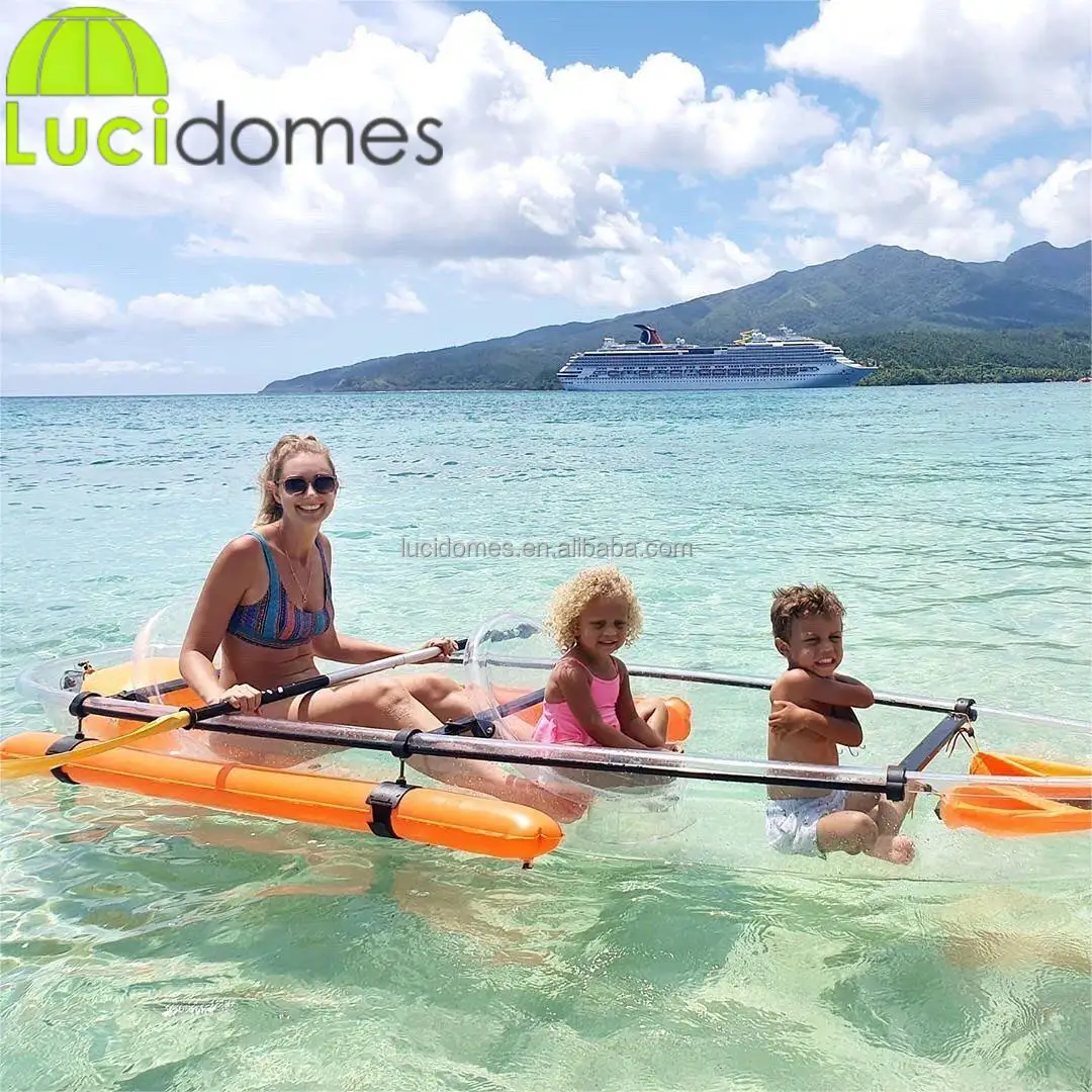 2 people Clear Kayak Crystal see through Transparent canoe Boat fishing Kayak Glass Bottom polycarbonate Boat