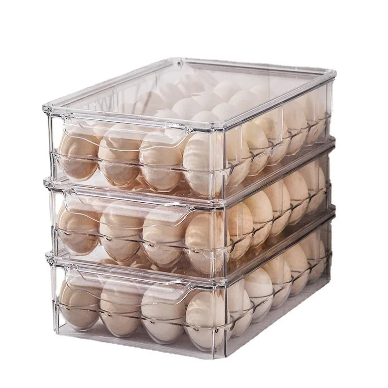Wholesale Refrigerator Egg Holder Storage Tray 24pcs Egg Container with lid /Handles