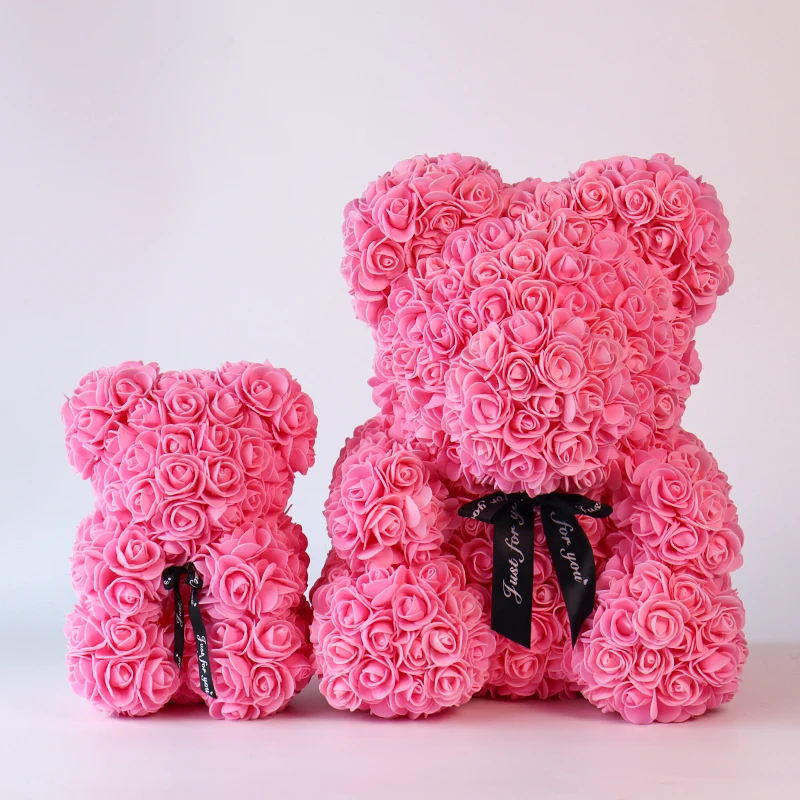 LED Rose Artificial 25/40Cm Pe Foam Bear Flower Rose Teddy Bear With Gift Box For Mothers Day Valentines Day Gift 2024 Rose Bear