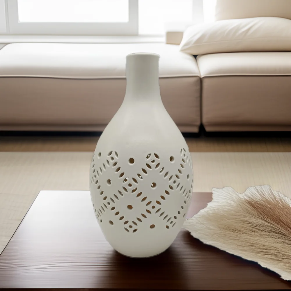 Modern Nordic Simple White Japanese Zen Coarse Pottery Ware Handmade Ceramic Vases for Flower Arrangement Wedding Decoration