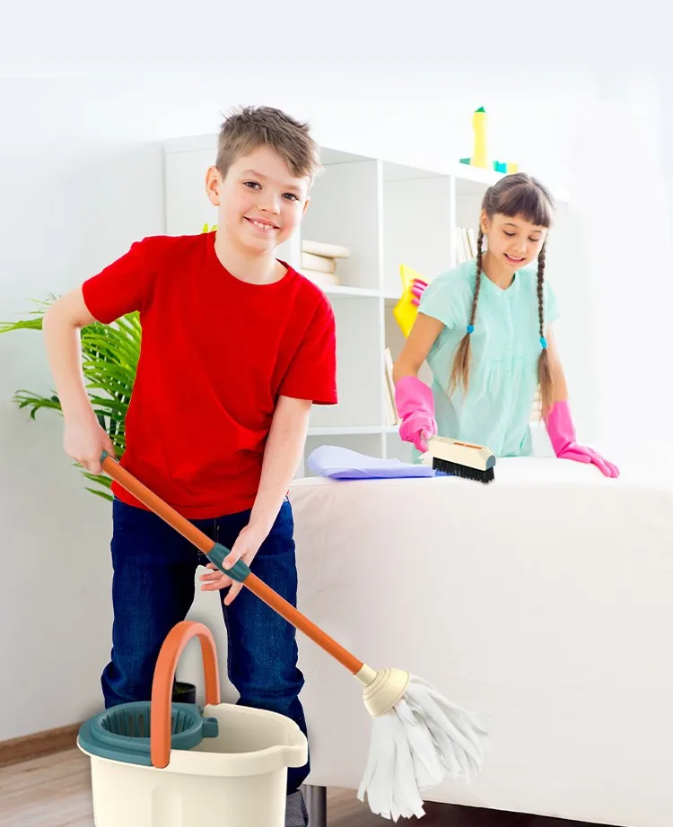 Pretend Play Toy Children Cleaning Tool Toys Housework Tools Role Play Cleaning Toy Set With Rich Accessories