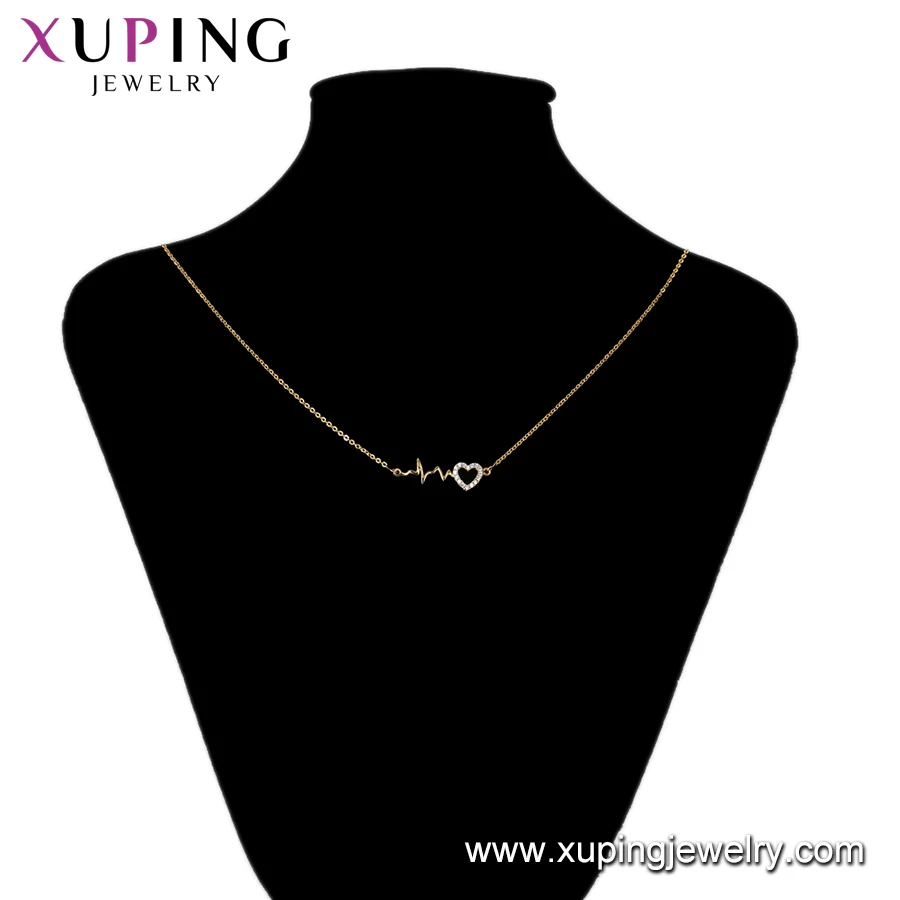 46107 xuping модные золотые ожерелья 24k позолоченные циркониевые в форме