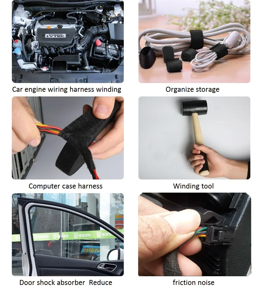 Automotive Electrical Wrap Protection Fixed High Temp Wiring Loom Self-Adhesive Tape Cloth Automotive Wire Harness Tape