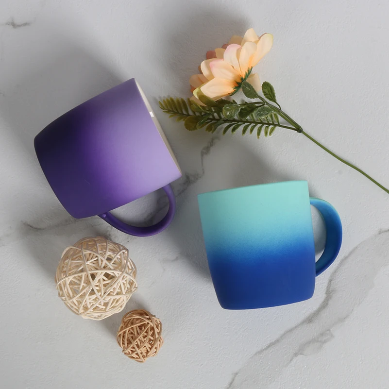 2022 Unique Design Modern Color Glazed Sublimation Mugs Gradient Ramp Ceramic Sublimation Mugs