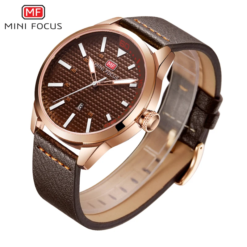 
MINIFOCUS Military Quartz Watch Men Leather Strap Multifunction Waterproof Top Luxury Analog Clock MF0021G XMAS Gift 