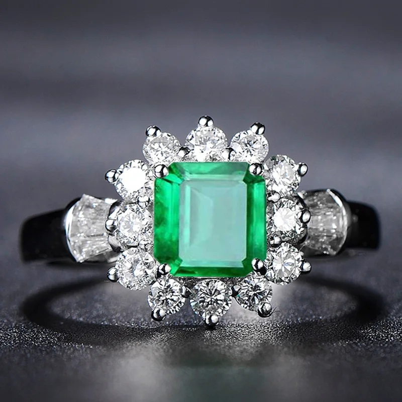 Wholesale jewelry gold plated 18k diamond band emerald stone ring
