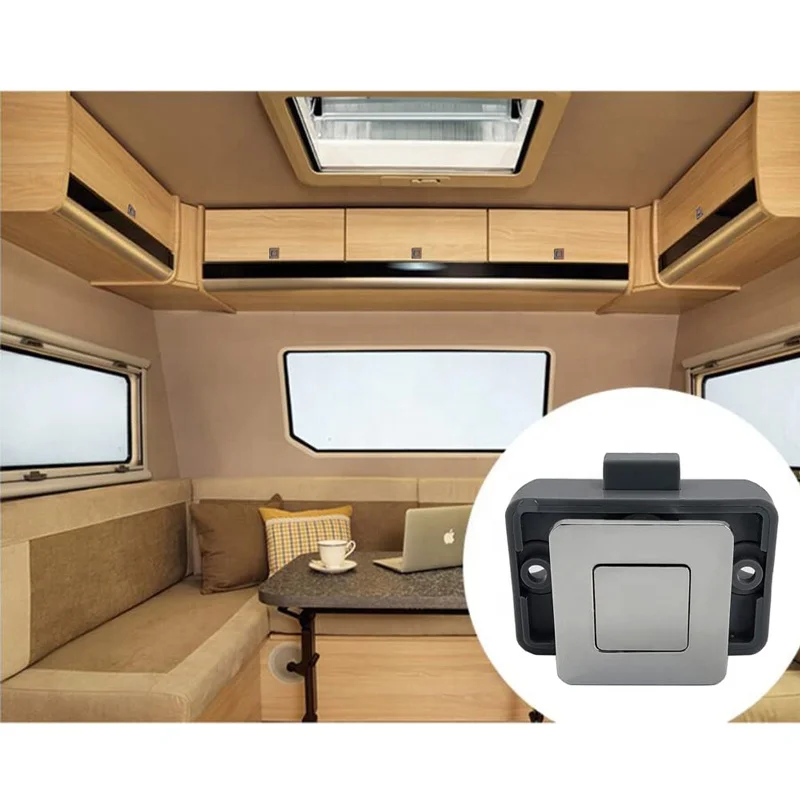 Metal Push Button Latch Square Push Lock Marine Latch for Boats Yachts Motorhome Caravan RV Campers Cabinet and Cupboard