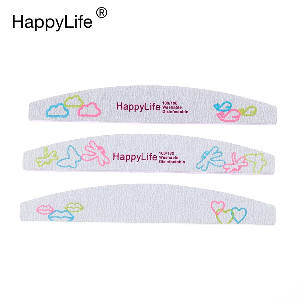 Nail Art Double Side Sanding Zebra Grey UV Gel Polish Manicure Tool 100/180 Luminous Nail File